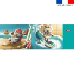 Patron imprimé pour jeu de puzzle 2 en 1 motif hippo plage et surf - Création Stillistic