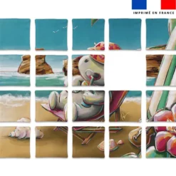 Patron imprimé pour jeu de puzzle 2 en 1 motif hippo plage et surf - Création Stillistic