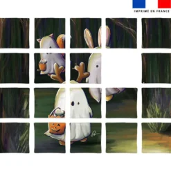 Patron imprimé pour jeu de puzzle 2 en 1 motif course animaux citrouille et fantômes - Création Stillistic