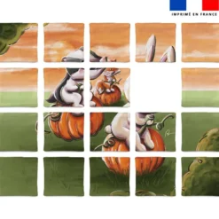 Patron imprimé pour jeu de puzzle 2 en 1 motif course animaux citrouille et fantômes - Création Stillistic