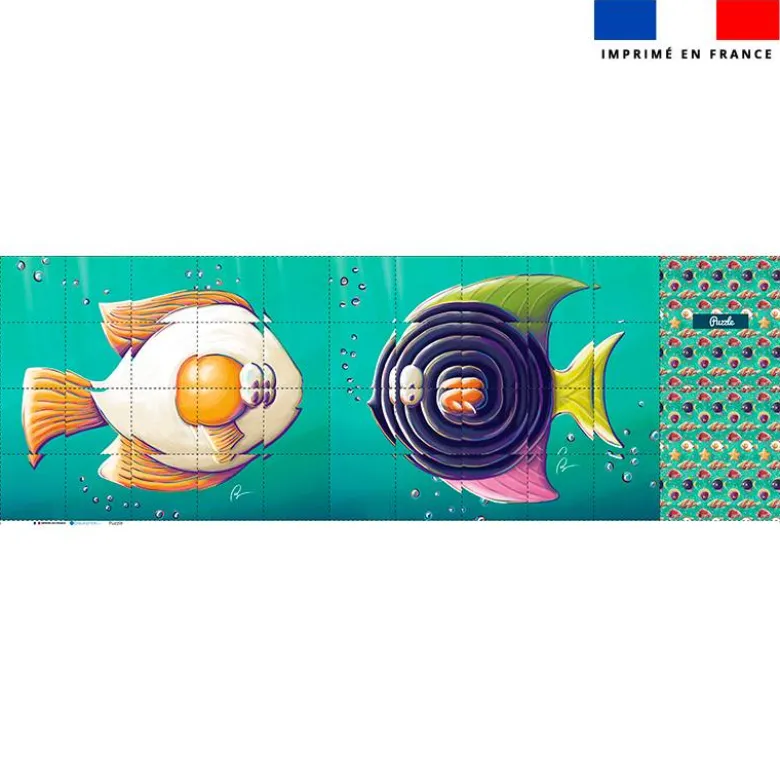 Patron imprimé pour jeu de puzzle 2 en 1 motif poisson réglisse et oeuf - Création Stillistic