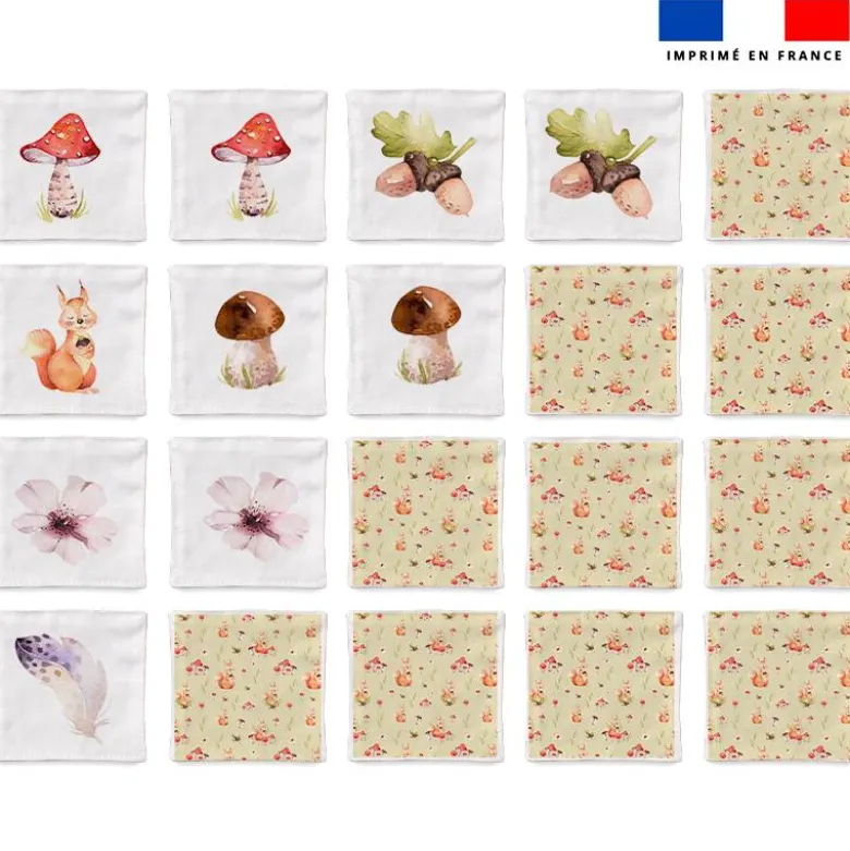 Patron imprimé pour jeu memory motif friends of forest