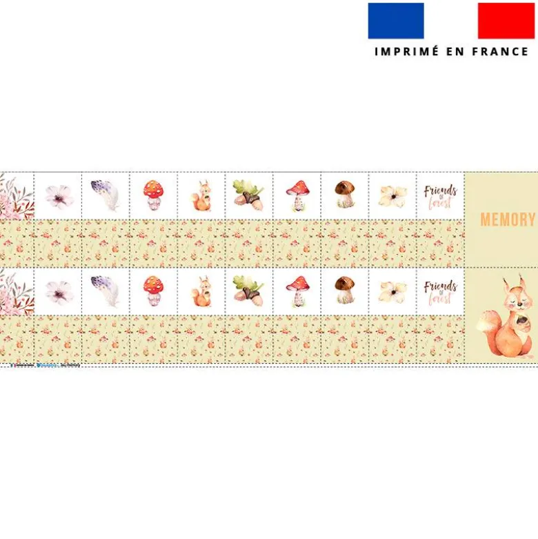 Patron imprimé pour jeu memory motif friends of forest