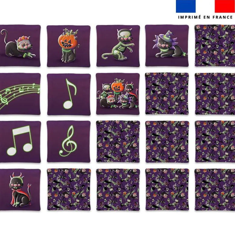 Patron imprimé pour jeu memory motif Bal masqué Halloween - Création Stillistic