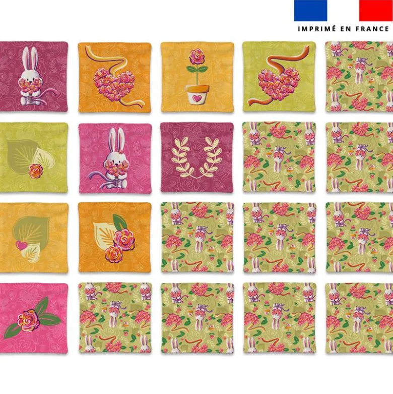 Patron imprimé pour jeu memory motif lapin printanier - Création Stillistic
