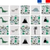 Patron imprimé pour jeu memory motif dino vert et volcan