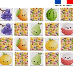 Patron imprimé pour jeu memory motif fruits kawaï