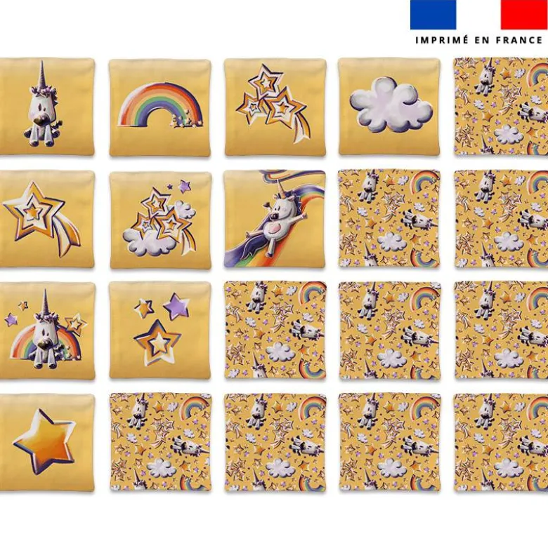 Patron imprimé pour jeu memory motif licorne toboggan - Création Stillistic