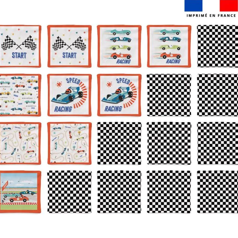 Patron imprimé pour jeu memory motif course de voitures