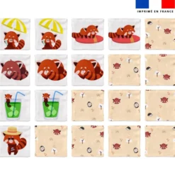 Patron imprimé pour jeu memory motif panda roux