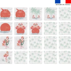 Patron imprimé pour jeu memory motif flamant rose