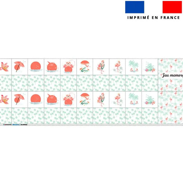 Patron imprimé pour jeu memory motif flamant rose