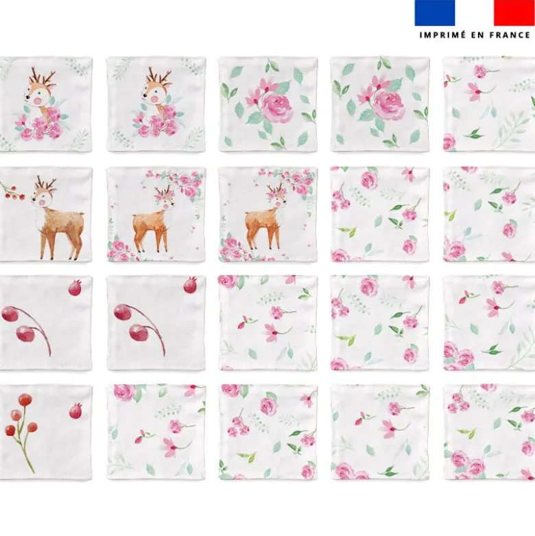 Patron imprimé pour jeu memory motif biche aquarelle