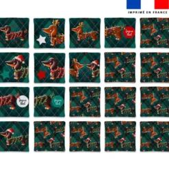Patron imprimé pour jeu memory motif Teckels de Noël - Création Stillistic