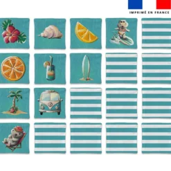 Patron imprimé pour jeu memory motif hippo en vacances - Création Stillistic