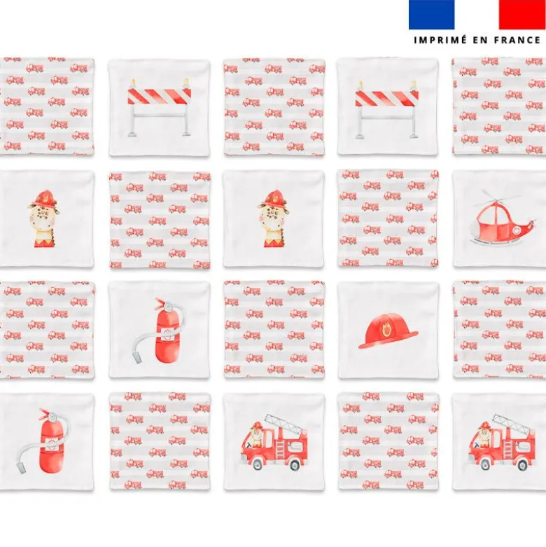 Patron imprimé pour jeu memory motif animaux pompiers