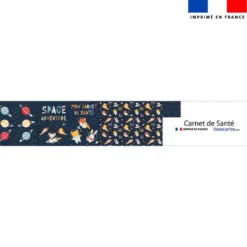 Patron imprimé pour protège carnet de santé motif animaux dans l'espace