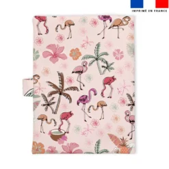 Patron imprimé pour protège carnet de santé motif flamant coco rose - Création Lili Bambou Design
