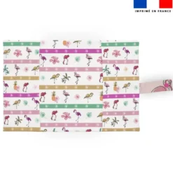 Patron imprimé pour protège carnet de santé motif flamant coco rose - Création Lili Bambou Design