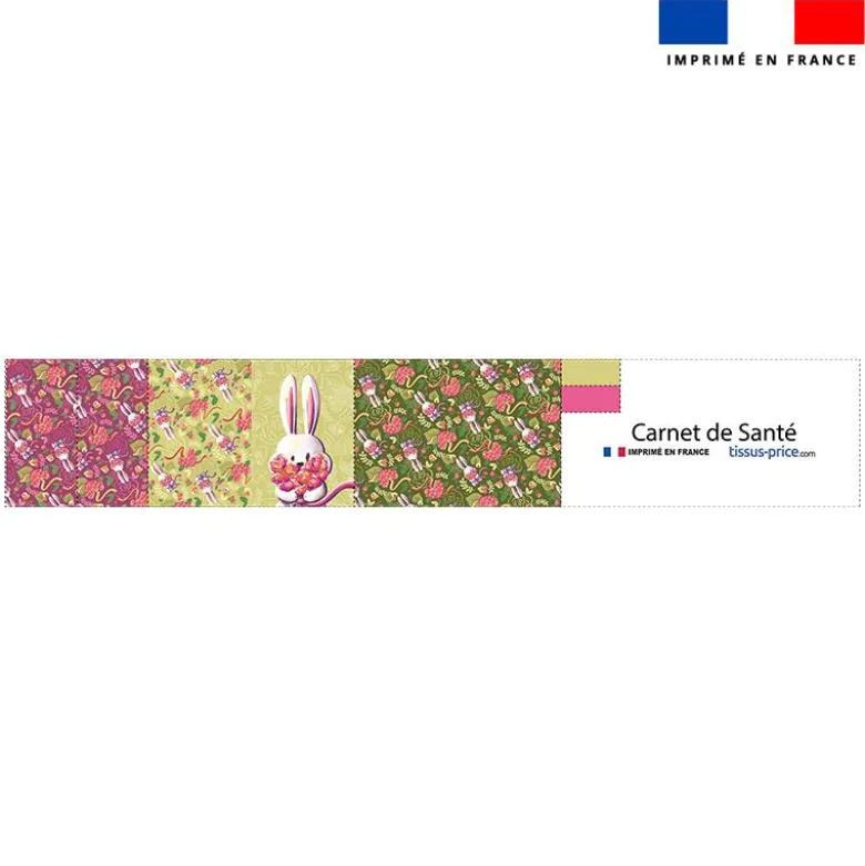 Patron imprimé pour protège carnet de santé motif lapin printanier - Création Stillistic