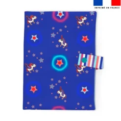 Patron imprimé pour protège carnet de santé motif licorne et pégase bleu - Création Lili Bambou Design