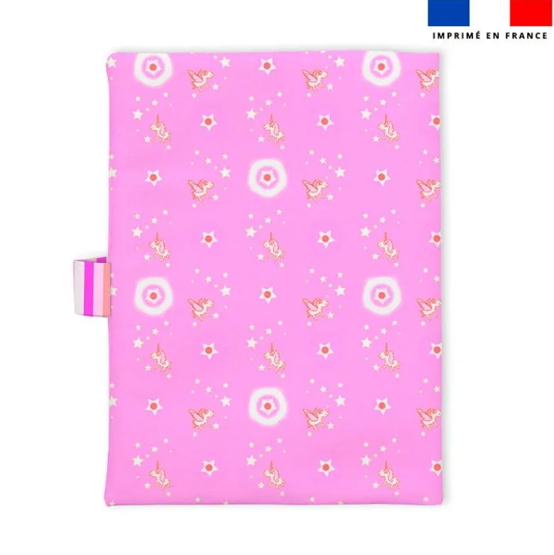 Patron imprimé pour protège carnet de santé motif licorne et pégase rose - Création Lili Bambou Design