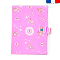 Patron imprimé pour protège carnet de santé motif licorne et pégase rose - Création Lili Bambou Design