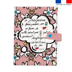 Patron imprimé pour protège carnet de santé motif poème rose - Création Anne-Sophie Dozoul