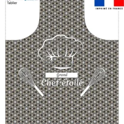 Patron imprimé pour tablier anthracite motif grand chef