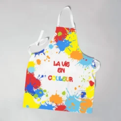 Patron imprimé pour tablier blanc motif peinture