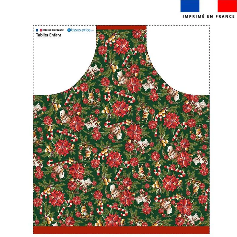 Patron imprimé pour tablier enfant animaux couronne et fleur de noel - Création Stillistic