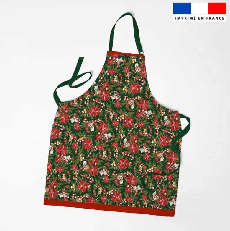 Patron imprimé pour tablier enfant animaux couronne et fleur de noel - Création Stillistic