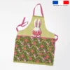 Patron imprimé pour tablier enfant motif lapin printanier vert kaki - Création Stillistic
