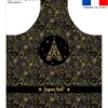 Patron imprimé pour tablier enfant de Noel noir motif sapin doré