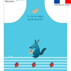 Patron imprimé pour tablier enfant motif chaperon et loup bleu - Création Nidilus