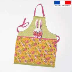 Patron imprimé pour tablier enfant motif lapin printanier jaune - Création Stillistic