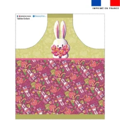 Patron imprimé pour tablier enfant motif lapin printanier framboise - Création Stillistic