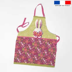 Patron imprimé pour tablier enfant motif lapin printanier framboise - Création Stillistic