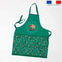 Patron imprimé pour tablier enfant motif panda roux yoga lotus - Création Stillistic