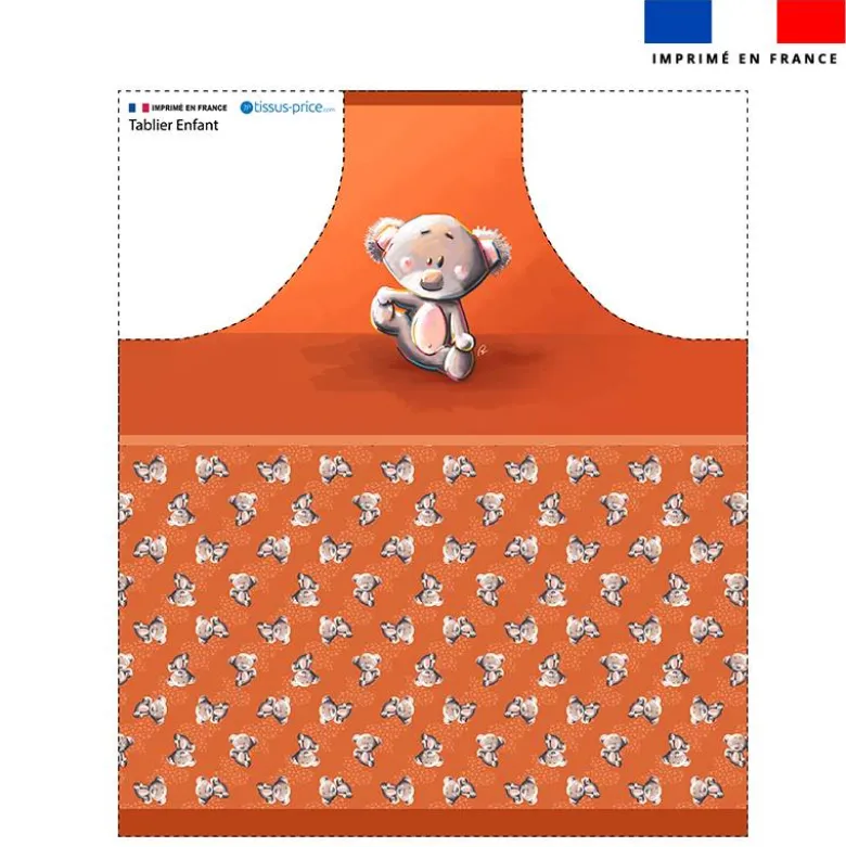 Patron imprimé pour tablier enfant motif bébé koala - Création Stillistic