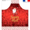 Patron imprimé pour tablier enfant de Noel rouge motif Père Noel