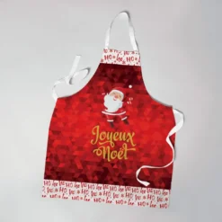 Patron imprimé pour tablier enfant de Noel rouge motif Père Noel