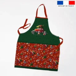 Patron imprimé pour tablier enfant motif souris de noel vert- Création Stillistic