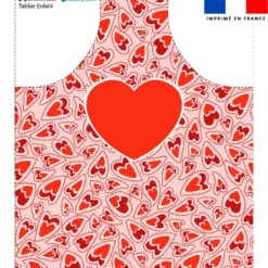 Patron imprimé pour tablier enfant rose motif coeurs en folie - Création Lucie OBATON