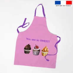 Patron imprimé pour tablier gourmandises rose - Création Cat&Colours