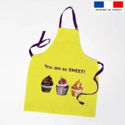 Patron imprimé pour tablier gourmandises jaune - Création Cat&Colours
