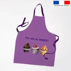 Patron imprimé pour tablier gourmandises violine - Création Cat&Colours
