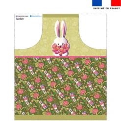 Patron imprimé pour tablier lapin printanier vert kaki - Création Stillistic