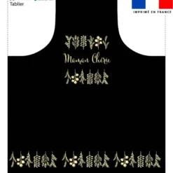Patron imprimé pour tablier motif maman chérie et feuilles gold