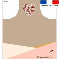 Patron imprimé pour tablier motif coeur en fleurs maman